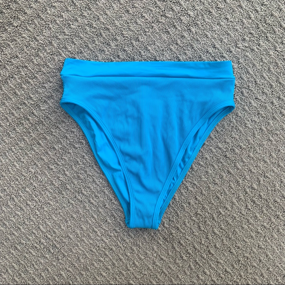 NWT LSpace Blue Bikini Bottoms Ribbed